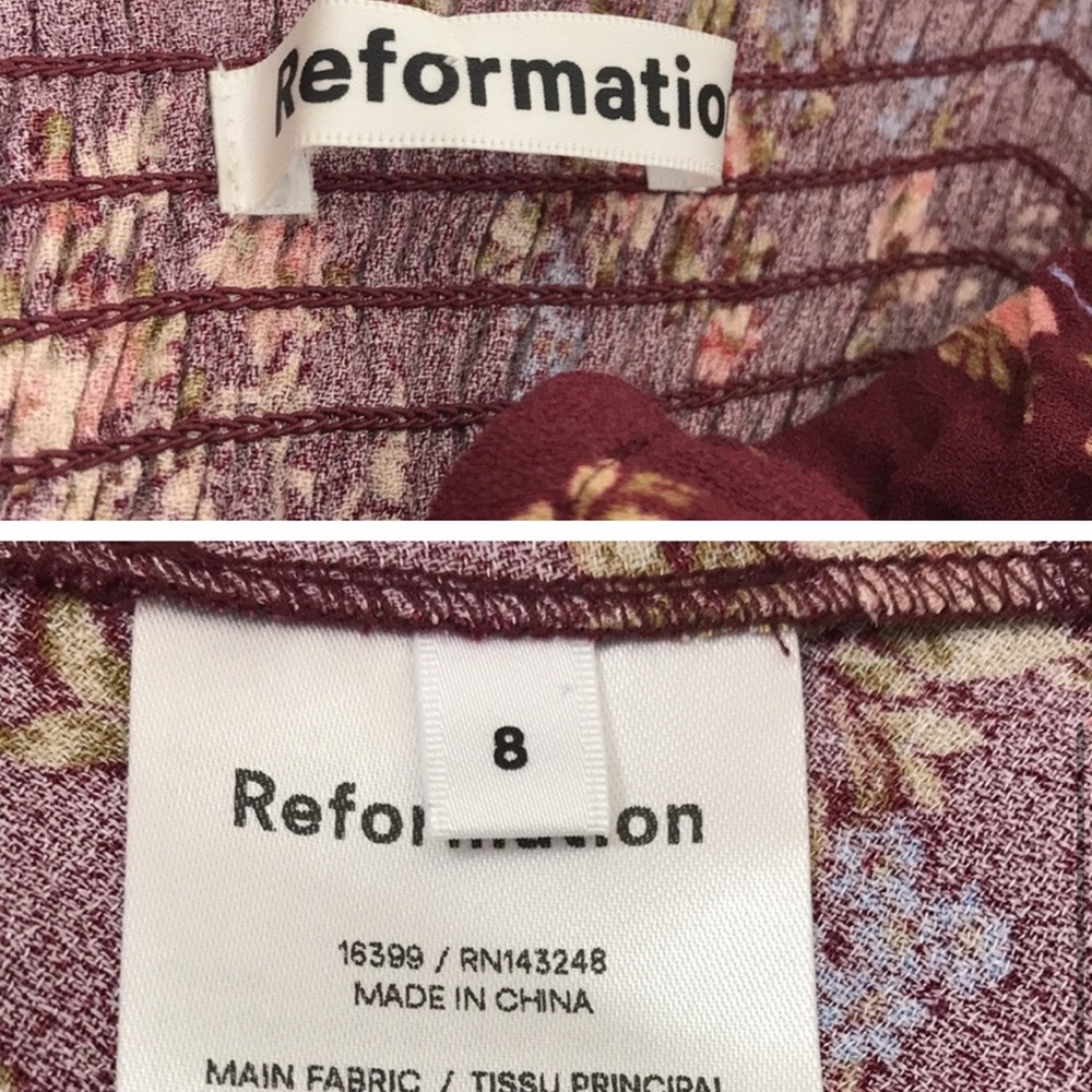 Reformation Mochi Floral Burgundy Dress size 8 - Picture 3 of 5